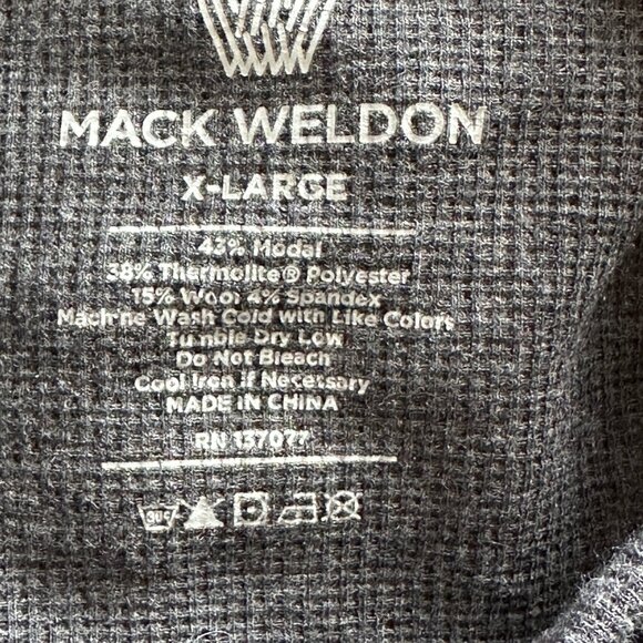 Mack Weldon Men's WARMKNIT Waffle Long Sleeve Crew Charcoal Heather Size XL - Picture 4 of 5